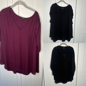 Torrid Harper Black and Plum Blouses - Lot of 3 - Women’s Plus Size 4X